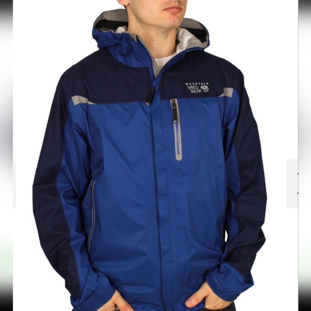 Mountain Hardwear Waterproof Hooded Rain Jacket Jacket Blue Mens Size Small S EU